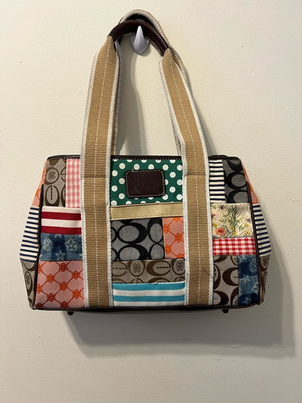 Coach Patchwork Canvas Shoulder Bag in Multicolor